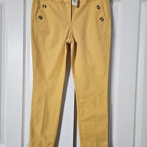 LOFT Yellow Slim Sailor-Button Capris